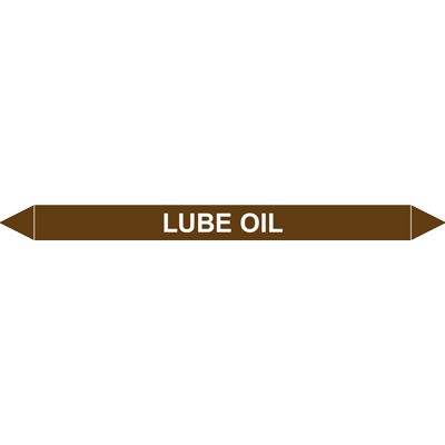 European pipe marker label for Lube Oil, designed for clear industrial identification and safety.