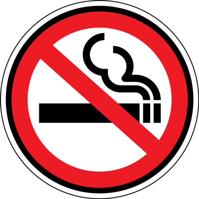 Round no smoking floor sign with a cigarette icon, promoting a smoke-free environment for safety and compliance.