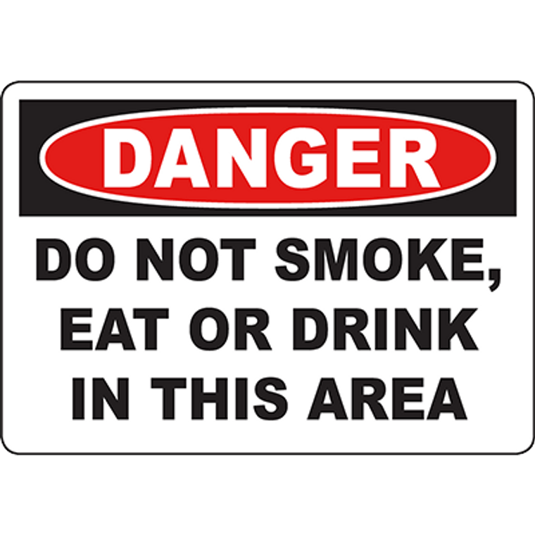 DANGER Do Not Smoke, Eat Or Drink In This Area Sign