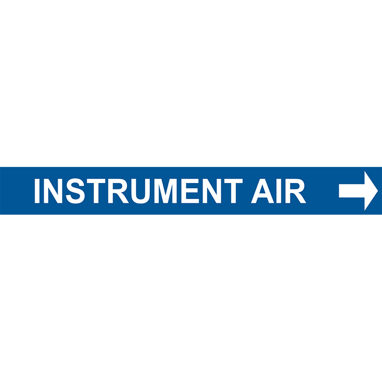 Blue instrument air pipe marker with directional arrow for effective industrial labeling solutions.