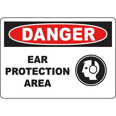 Warning sign indicating an Ear Protection Area, essential for safety in noisy industrial environments.