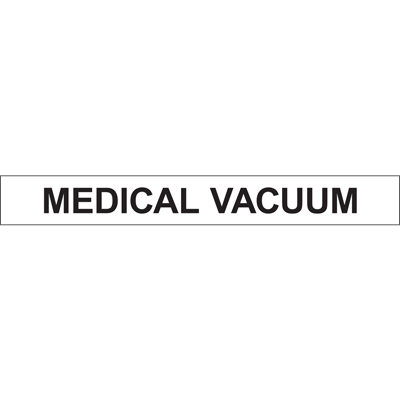 White medical vacuum pipe marker for clear identification in healthcare facilities.