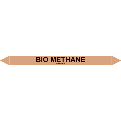 Bio Methane Danger pipe marker for safe industrial labeling and hazard identification solutions.