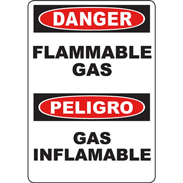 DANGER Flammable Gas Bilingual Sign