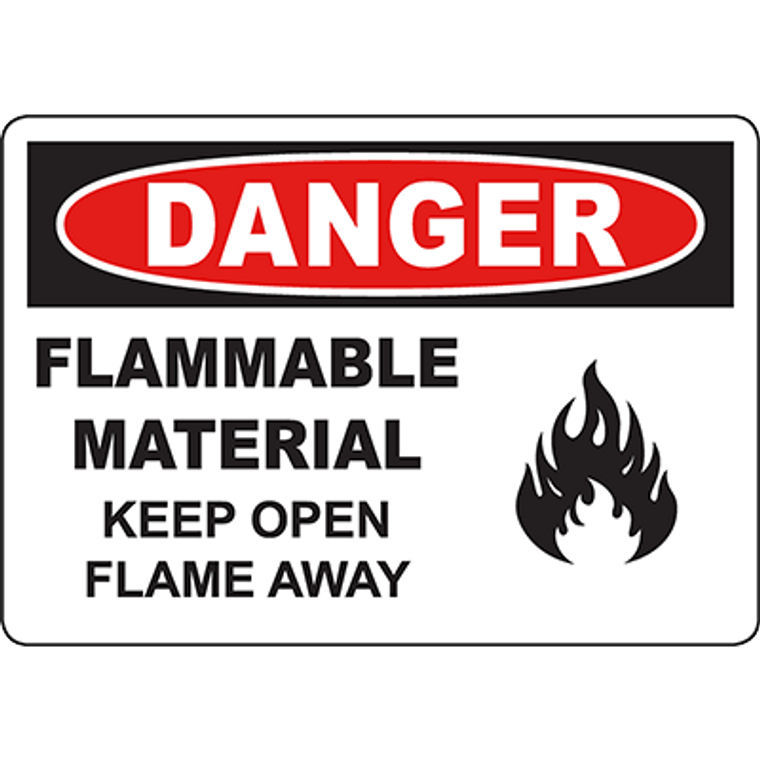 DANGER Flammable Material Keep Open Flame Away Sign