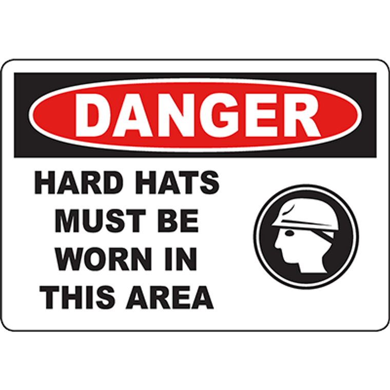 DANGER Hard Hats Must Be Worn In This Area Sign