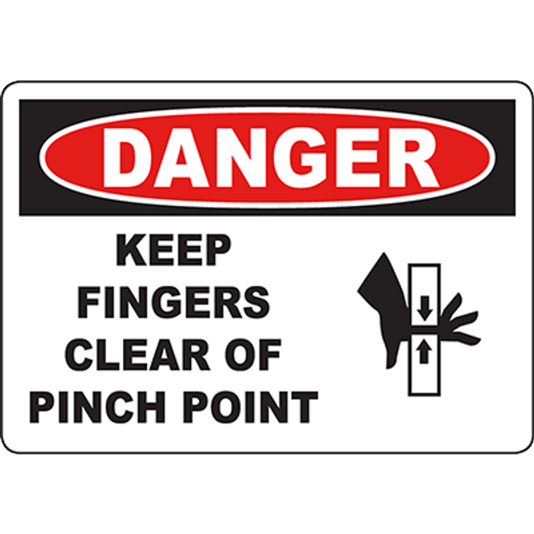 DANGER Keep Fingers Clear Of Pinch Point Sign