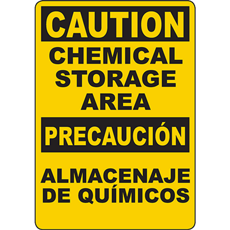 CAUTION Chemical Storage Area Bilingual Sign