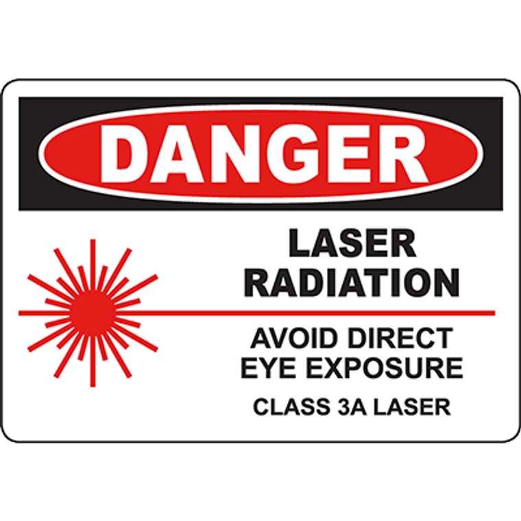 Danger Laser Radiation Sign for Class 3A Laser - Avoid Direct Eye Exposure Safety Warning