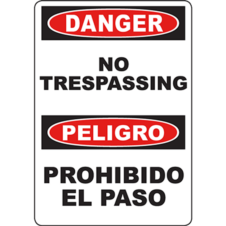 DANGER No Trespassing Bilingual Sign