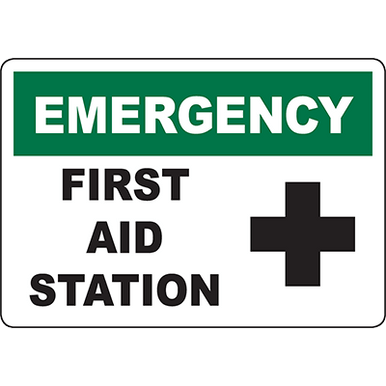 EMERGENCY First Aid Station Sign w/Symbol | Graphic Products