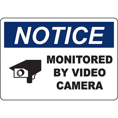 Video Monitor Sign NOTICE Monitored By Video Camera Sign - DuraLabel