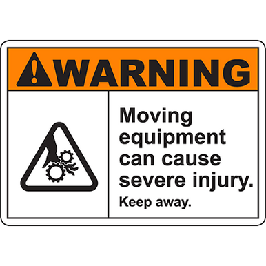 WARNING Moving Equipment Can Cause Injury Sign | Graphic Products