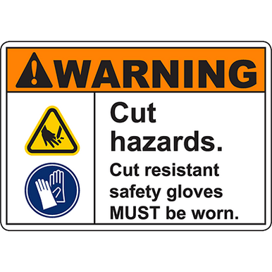 OSHA Sign - SAFETY FIRST Cut Resistant Gloves Must Be Worn - PPE