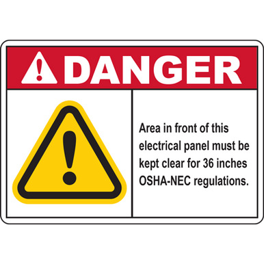Fair Warning （国内盤）９枚セット DANGER OSHA-NEC Electrical Panel Clearance Sign - DuraLabel