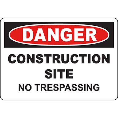 DANGER Construction Site No Trespassing Sign | Graphic Products