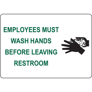 EMPLOYEES MUST WASH HANDS BEFORE LEAVING RESTROOM SIGN | Graphic Products