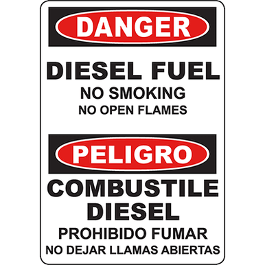 DANGER Diesel Fuel No Smoking Bilingual Sign | Graphic Products