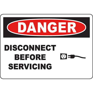 DANGER Disconnect Before Servicing Sign w/Symbol | Graphic Products
