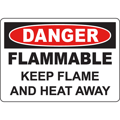 DANGER Flammable Keep Flame And Heat Away Sign - DuraLabel