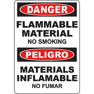 DANGER Flammable Material No Smoking Bilingual Sign | Graphic Products