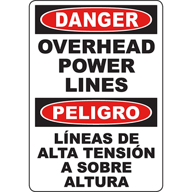DANGER Overhead Power Lines Bilingual Sign | Graphic Products