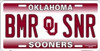 Oklahoma Sooners NCAA "BMR SNR" License Plate
