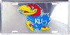 Kansas Jayhawks NCAA Silver Mirror License Plate