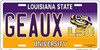 LSU Tigers NCAA "Geaux" License Plate