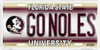 Florida State Seminoles NCAA "GO NOLES" License Plate