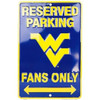 West Virginia Mountaineers NCAA "Fans Only" Reserved Parking Sign