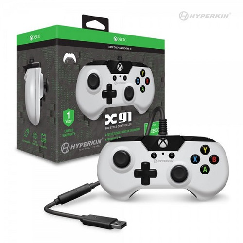 X91 Wired Controller for Xbox One/ Windows 10 (White) - Hyperkin