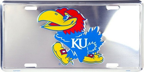 Kansas Jayhawks NCAA Silver Mirror License Plate