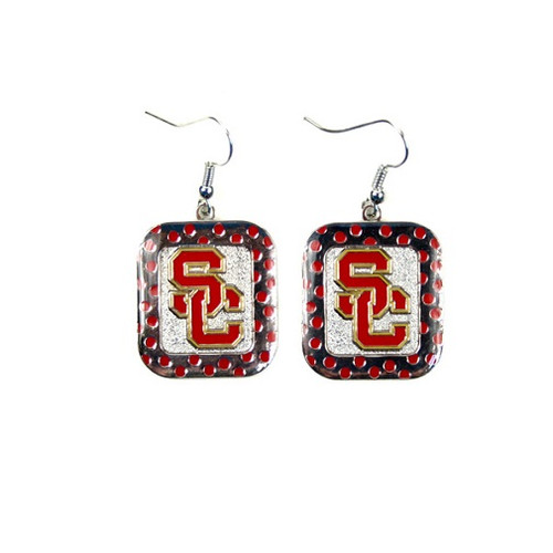 USC Trojans NCAA Polka Dot Style Dangle Earrings