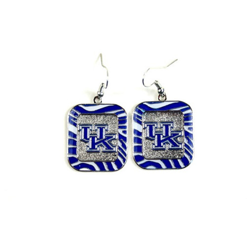 Kentucky Wildcats NCAA Zebra Style Dangle Earrings