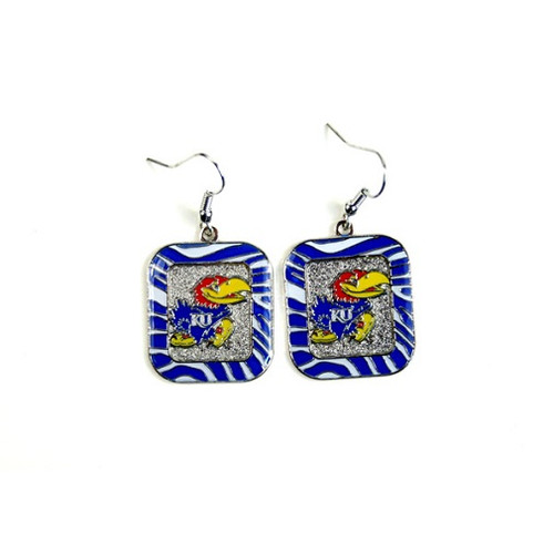 Kansas Jayhawks NCAA Zebra Style Dangle Earrings