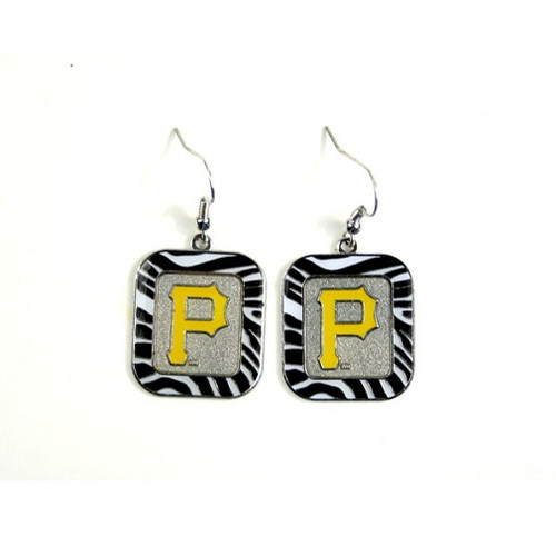 Pittsburgh Pirates MLB Zebra Style Dangle Earrings