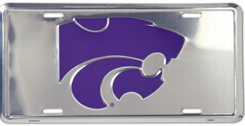 Kansas State Wildcats NCAA Silver Mirror License Plate