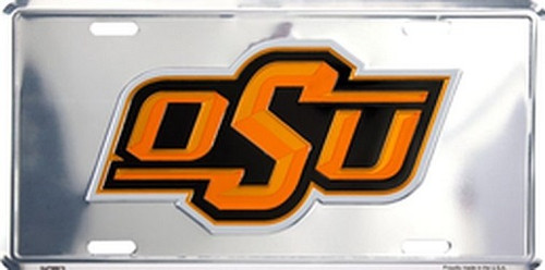 Oklahoma State Cowboys NCAA Silver Mirror License Plate