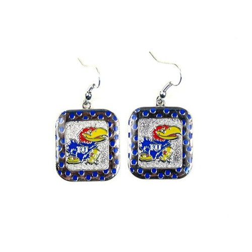 Kansas Jayhawks NCAA Polka Dot Style Dangle Earrings