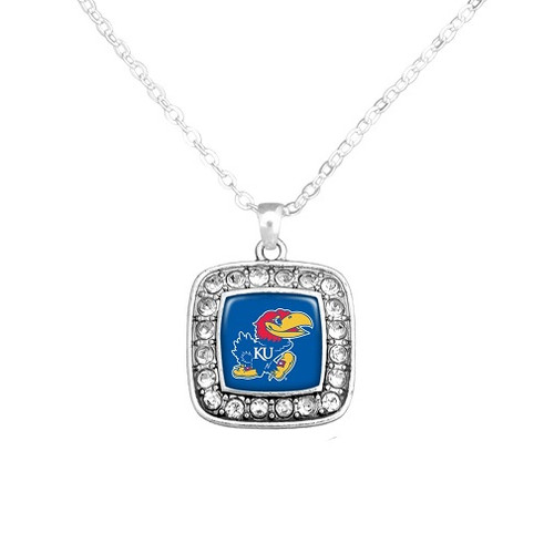 Kansas Jayhawks NCAA Crystal Square Necklace