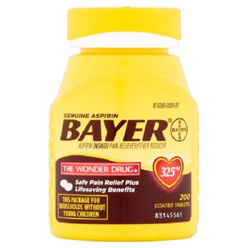 Bayer Aspirin 325 mg Coated Tablets 200 Count Bottle