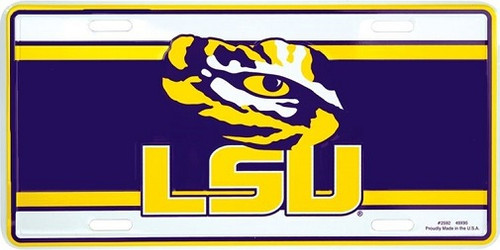 LSU Tigers NCAA Team Stripe License Plate