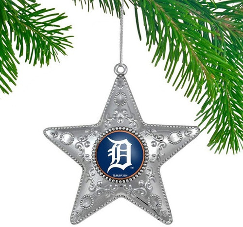 Detroit Tigers MLB Sports Collectors Series Silver Star Ornament