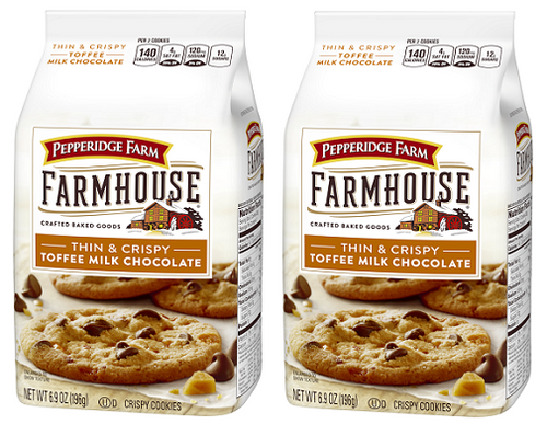 Pepperidge Farm Farmhouse Thin & Crispy Toffee Milk Chocolate Cookies 2 Bag Pack