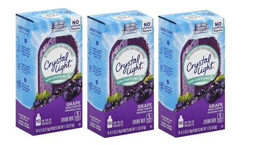 Crystal Light on the Go Grape with Caffeine Drink Mix Packets 3 Pack