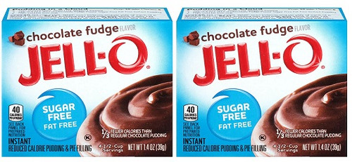 Jello Sugar Free Chocolate Fudge Instant Pudding & Pie Filling Mix 2 Pack