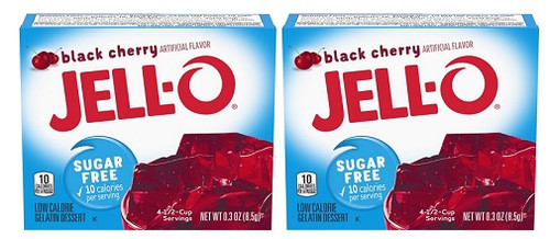Jell-O Black Cherry Sugar Free Instant Jello Gelatin Mix 2 Pack