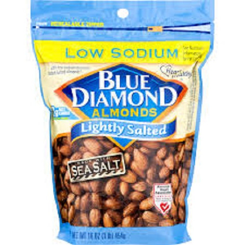 Blue Diamond Low Sodium Almonds Lightly Salted Sea Salt 16 oz Bag