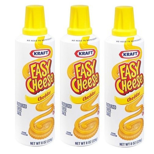 Kraft Easy Cheese Squeeze Can Cheddar Flavor 3 Can Pack
